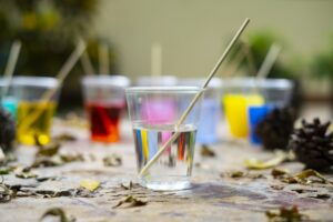 Epoxy resin in cup for casting Stabilizing wood